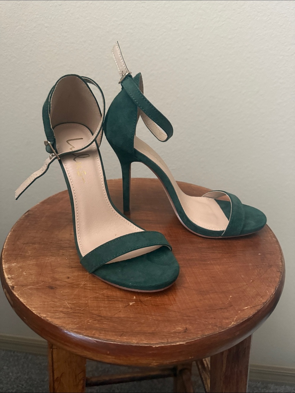 Lulu's Forest Green Suede Ankle-Strap Stiletto Sandals